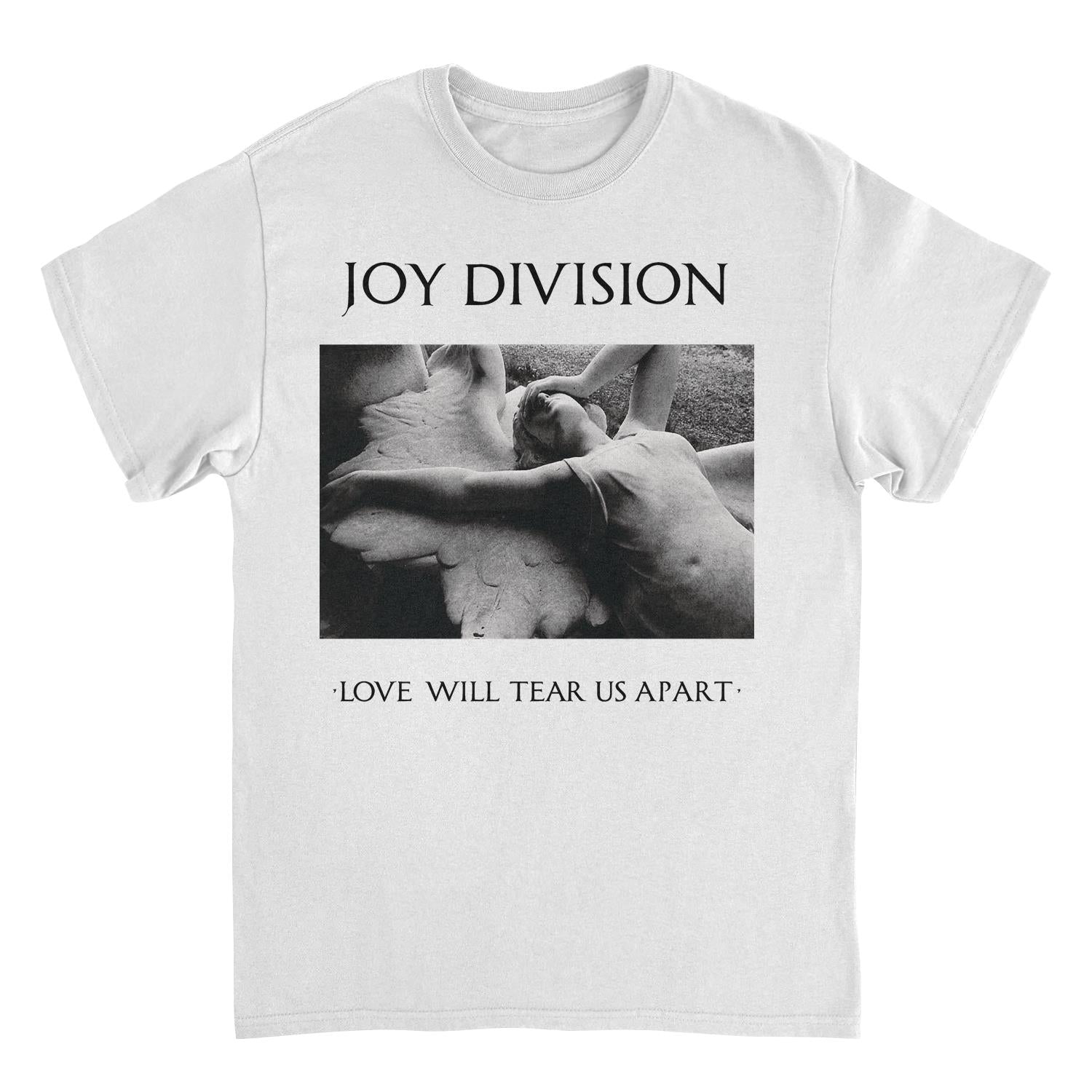 Joy Division Love Will Tear Us Apart white t-shirt featuring iconic album artwork design