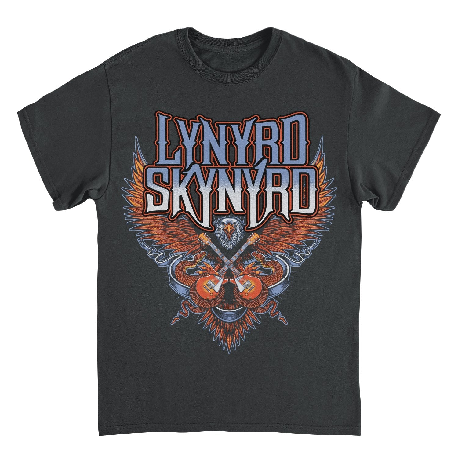 Lynyrd Skynyrd Eagle Guitar black t-shirt featuring eagle wings and crossed guitars southern rock artwork