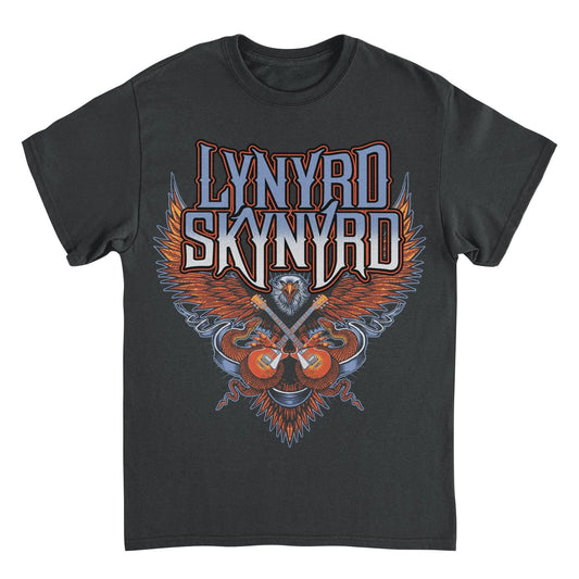 Lynyrd Skynyrd Eagle Guitar black t-shirt featuring eagle wings and crossed guitars southern rock artwork