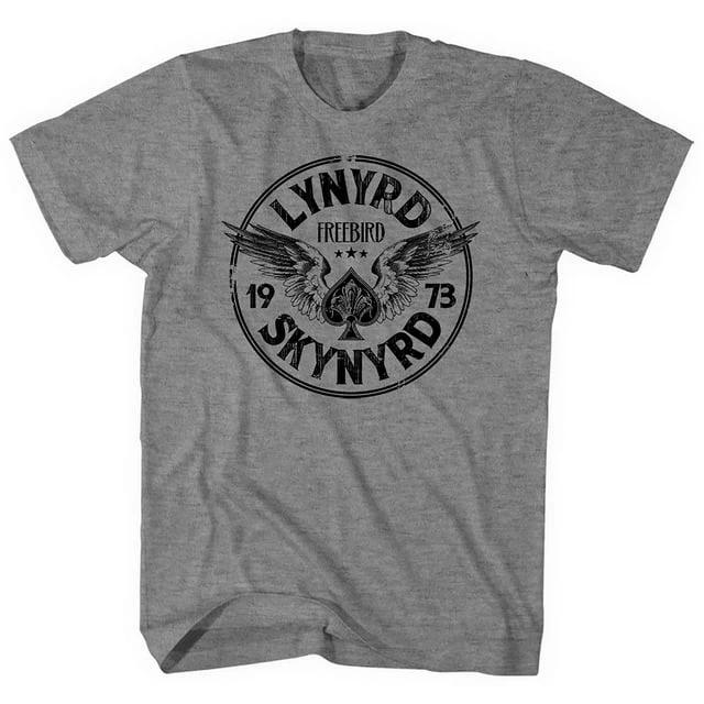 Lynyrd Skynyrd Free Bird 1973 gray t shirt with vintage eagle circle logo design
