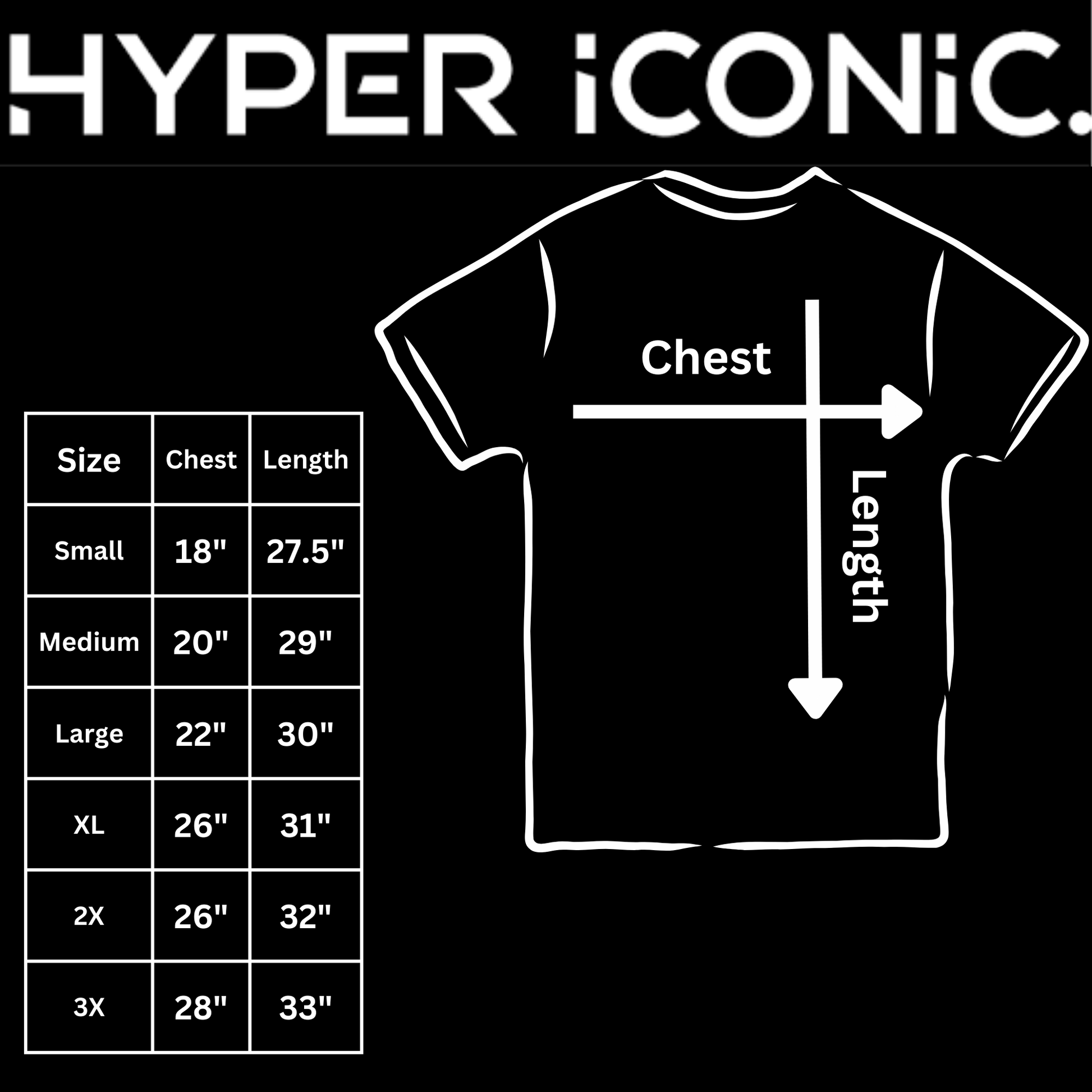 Size chart for the officially licensed Mötley Crüe Theatre of Pain T-shirt showing chest and length measurements from Small through 3XL.