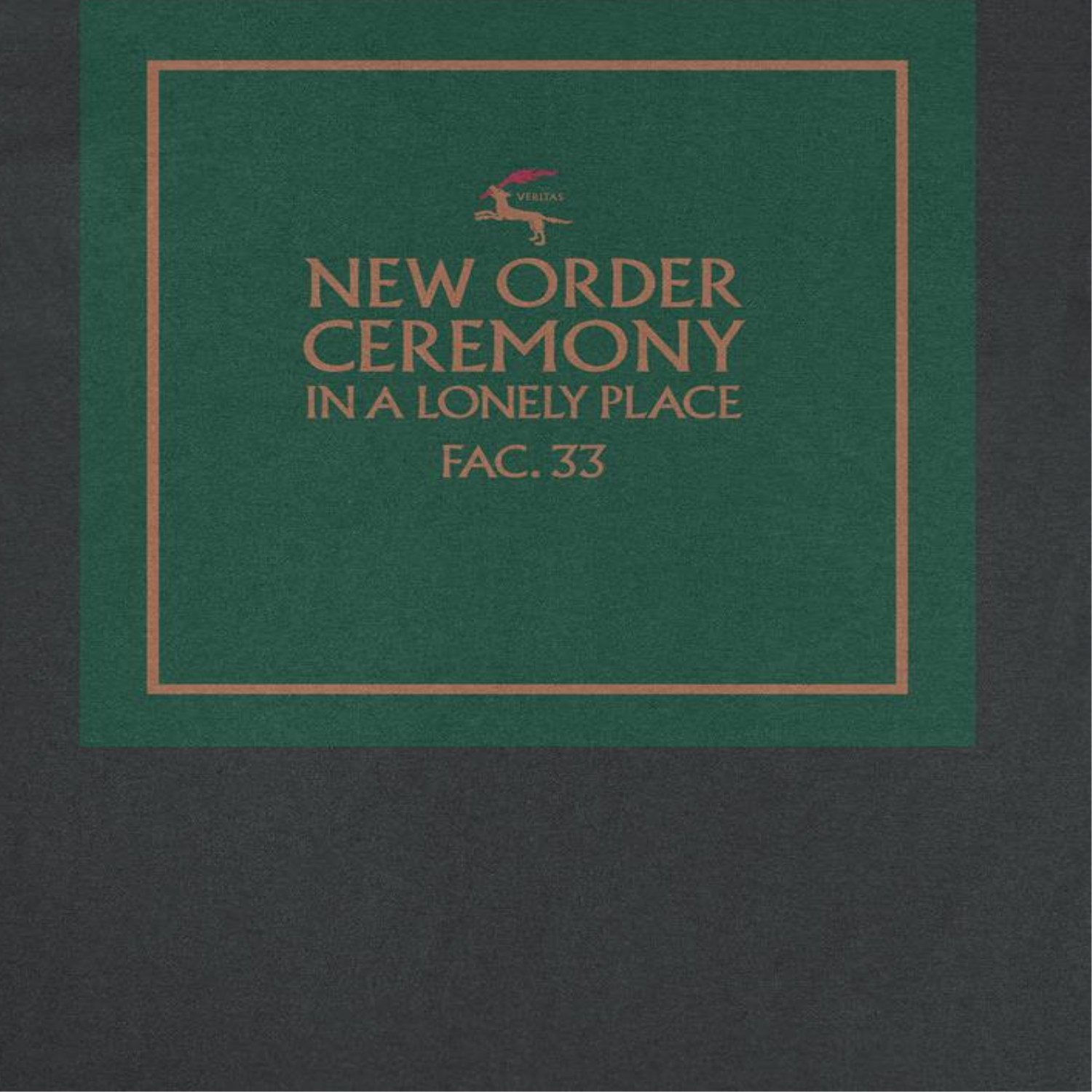 Close-up of New Order Ceremony t-shirt design featuring green cover artwork and FAC 33 text from the 1981 single