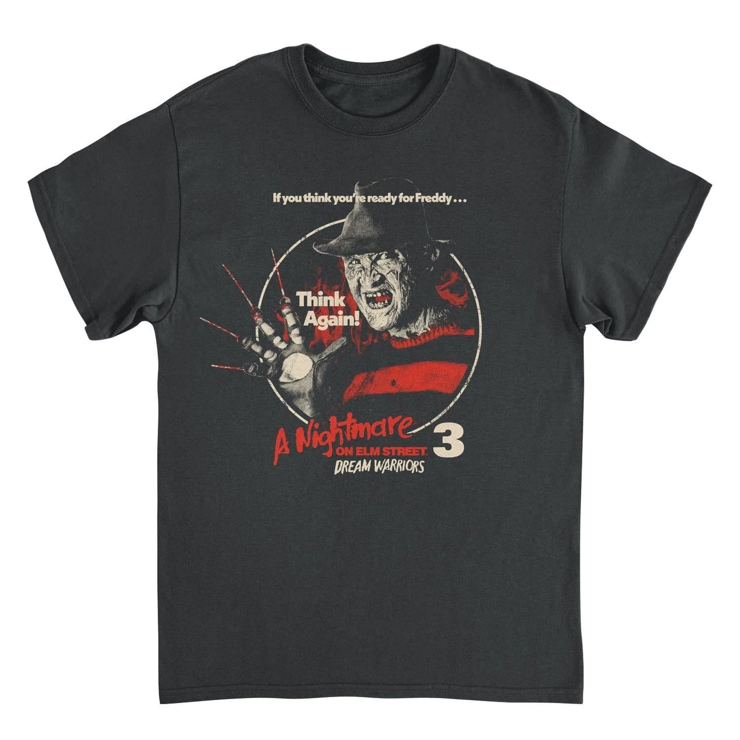 Nightmare on Elm Street Dream Warriors Freddy Krueger black t shirt with classic horror movie graphic design