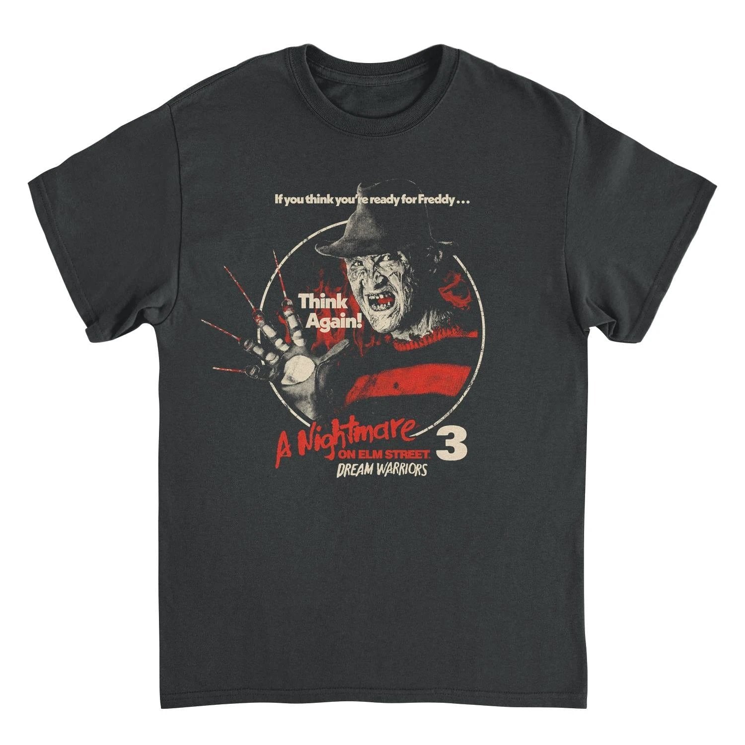 Nightmare on Elm Street Dream Warriors Freddy Krueger black t shirt with classic horror movie graphic design