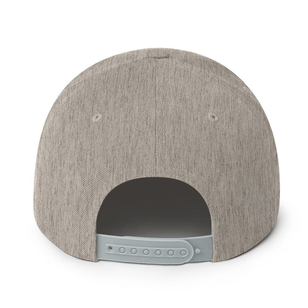Back view of the official Ozzy Osbourne heather gray snapback hat with adjustable snapback closure and structured six-panel design