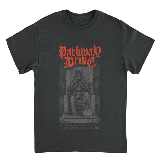 Parkway Drive King of Nevermore black band t shirt with skull throne graphic official metalcore merch