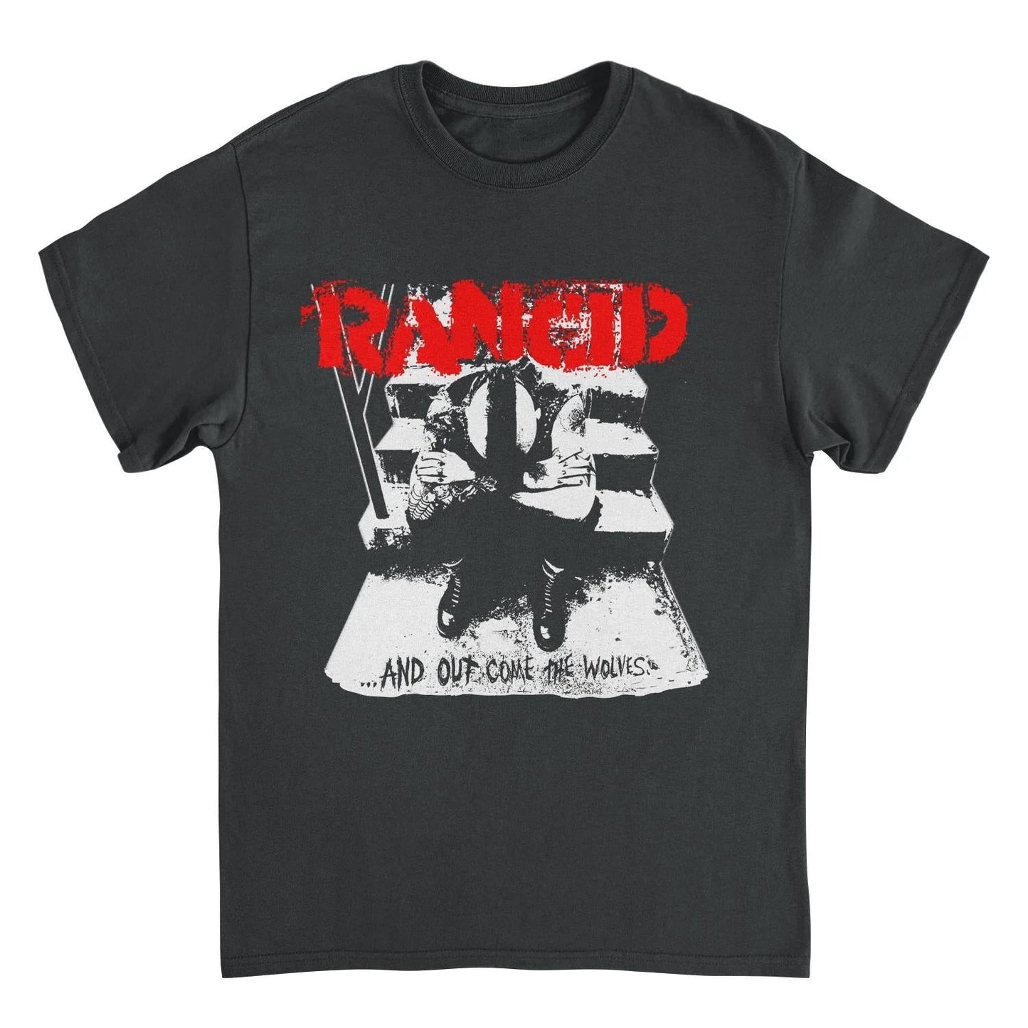 Rancid And Out Come the Wolves album artwork black and white t-shirt official punk band merch