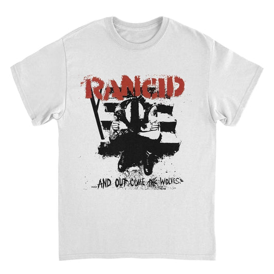 Rancid And Out Come the Wolves t shirt white punk rock band album artwork graphic tee official merch