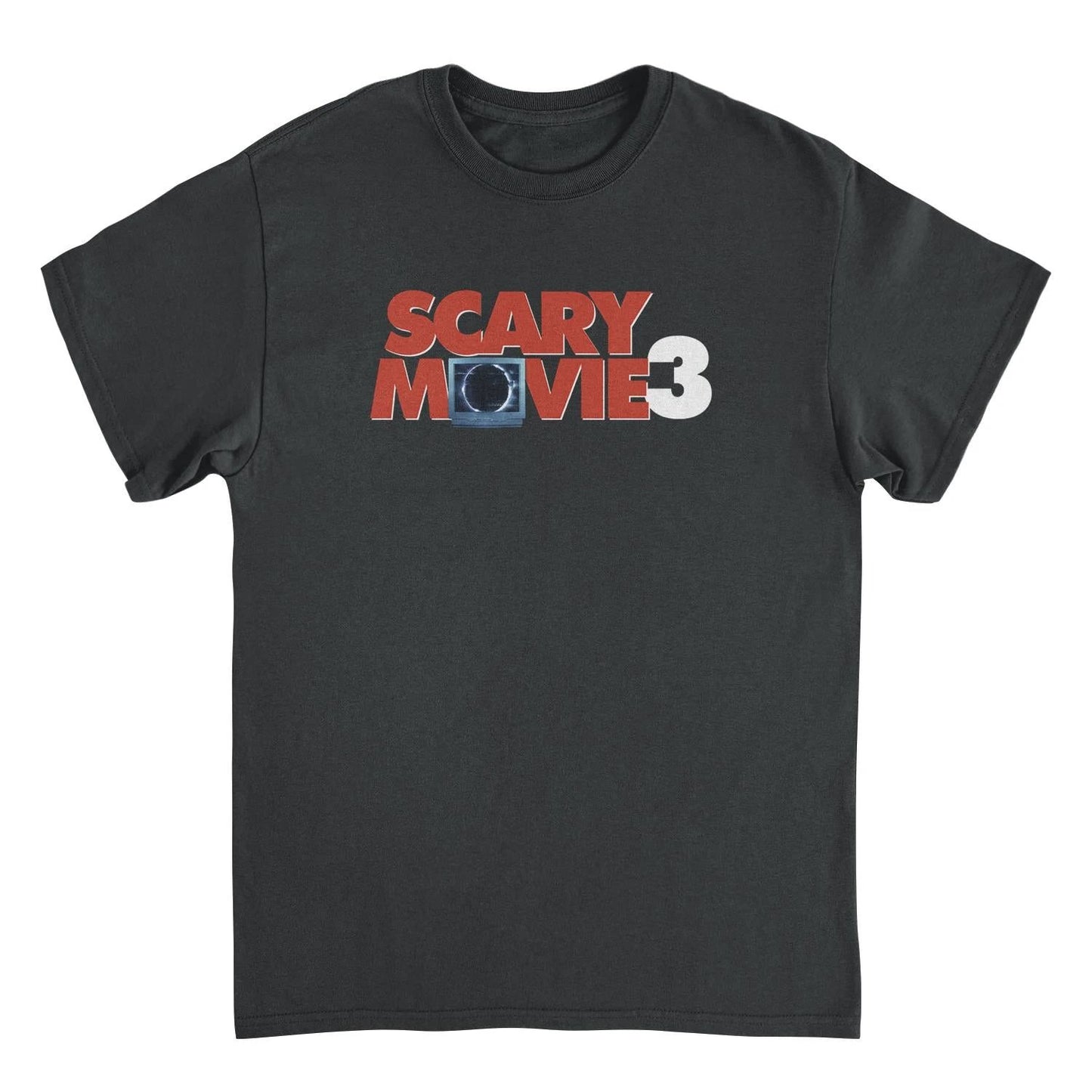 Scary Movie 3 Logo Black T-Shirt with red and white horror comedy movie graphic