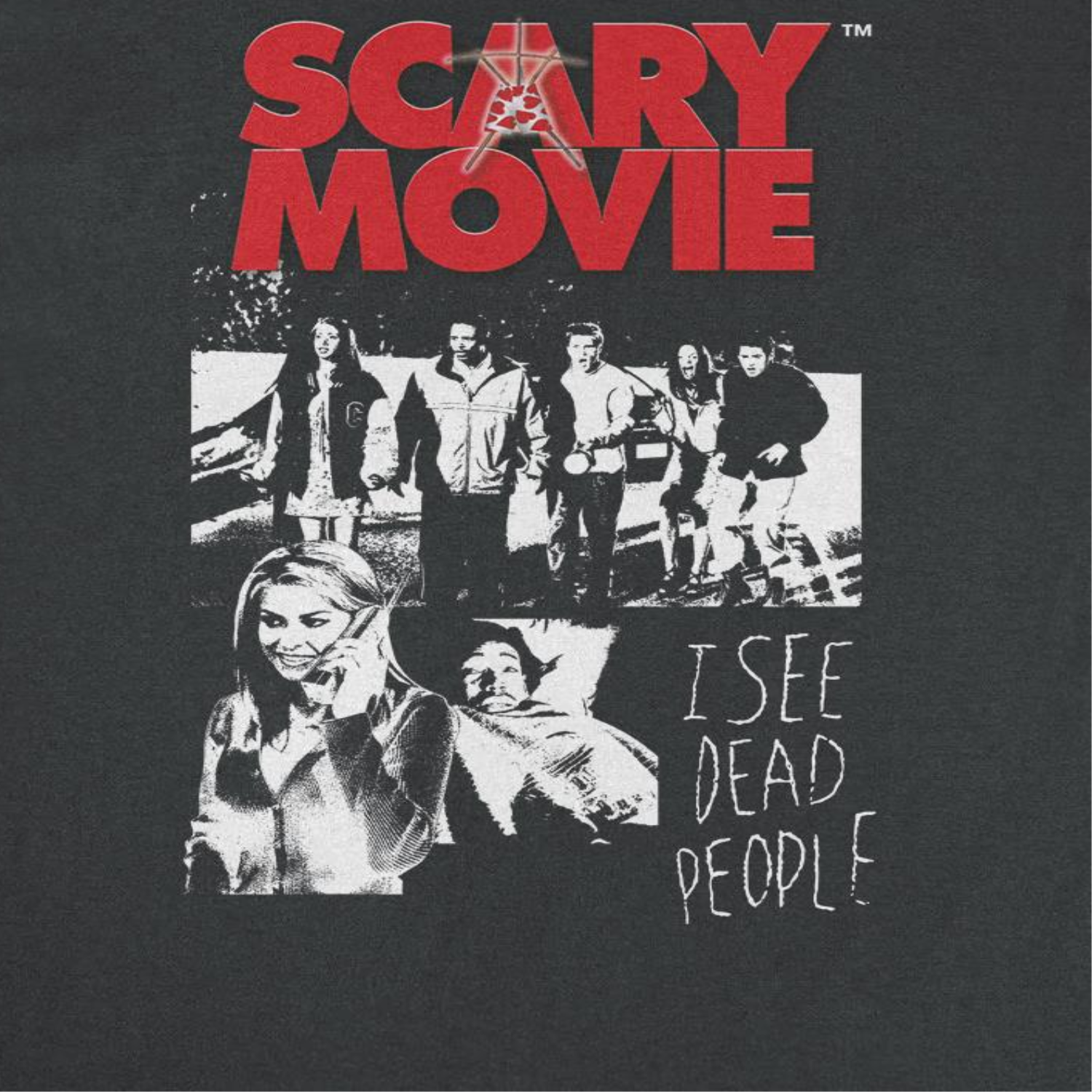 Scary Movie I See Dead People Black T-Shirt close-up horror comedy graphic design