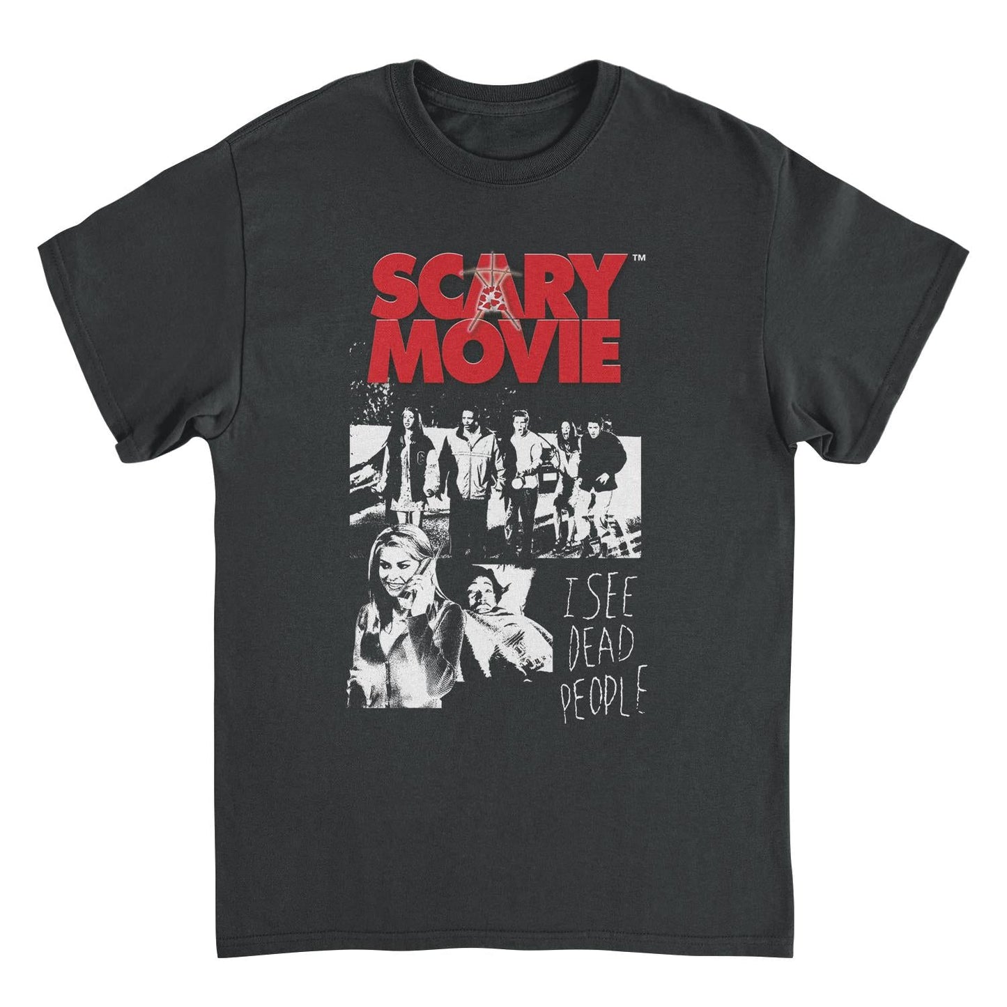 Scary Movie I See Dead People Black T-Shirt with horror comedy graphic design