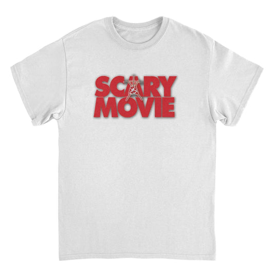 Scary Movie Logo White T-Shirt with red horror comedy movie graphic