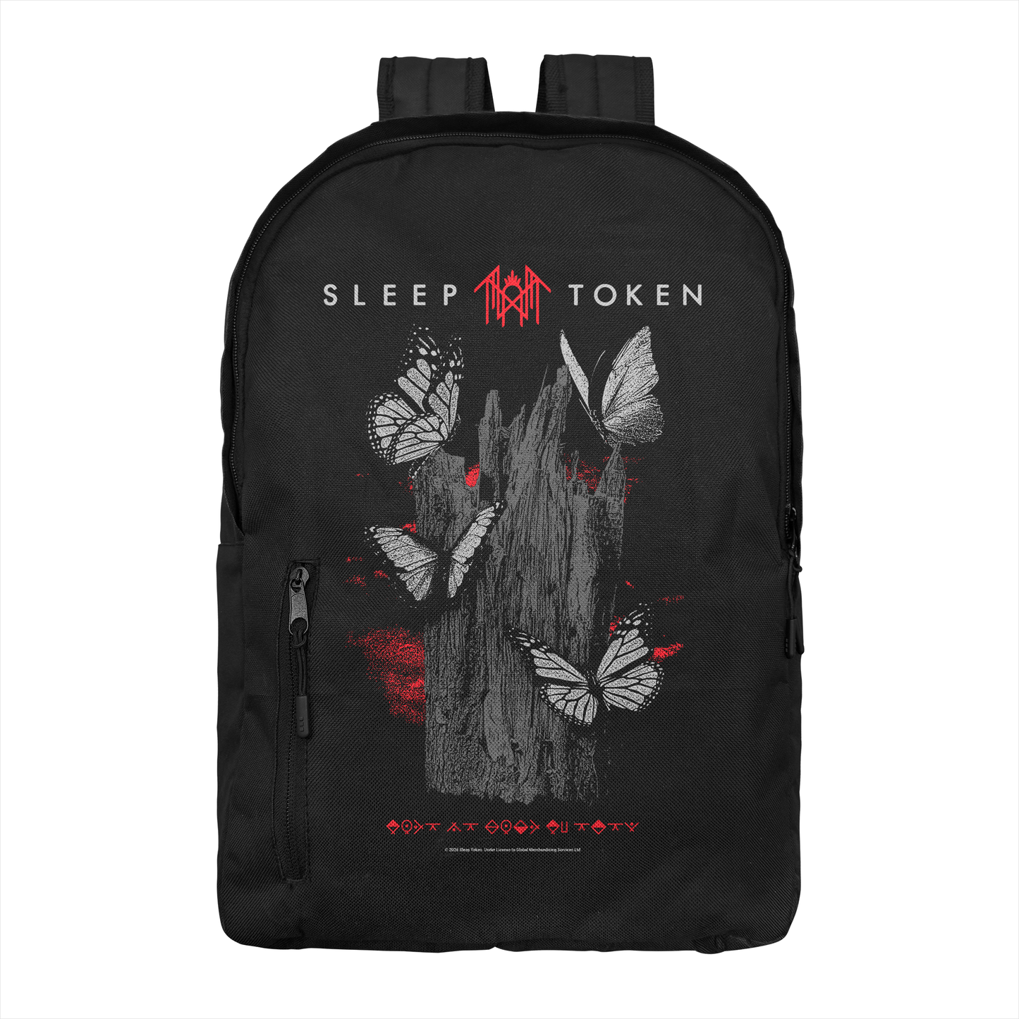 Sleep Token Butterflies backpack red black graphic band merch bag