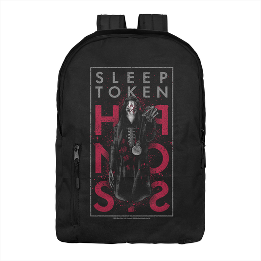 Sleep Token Hypnosis backpack red graphic masked figure band merch bag