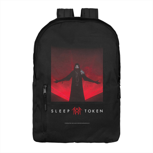 Sleep Token Red Light backpack with red silhouette design official band merch backpack