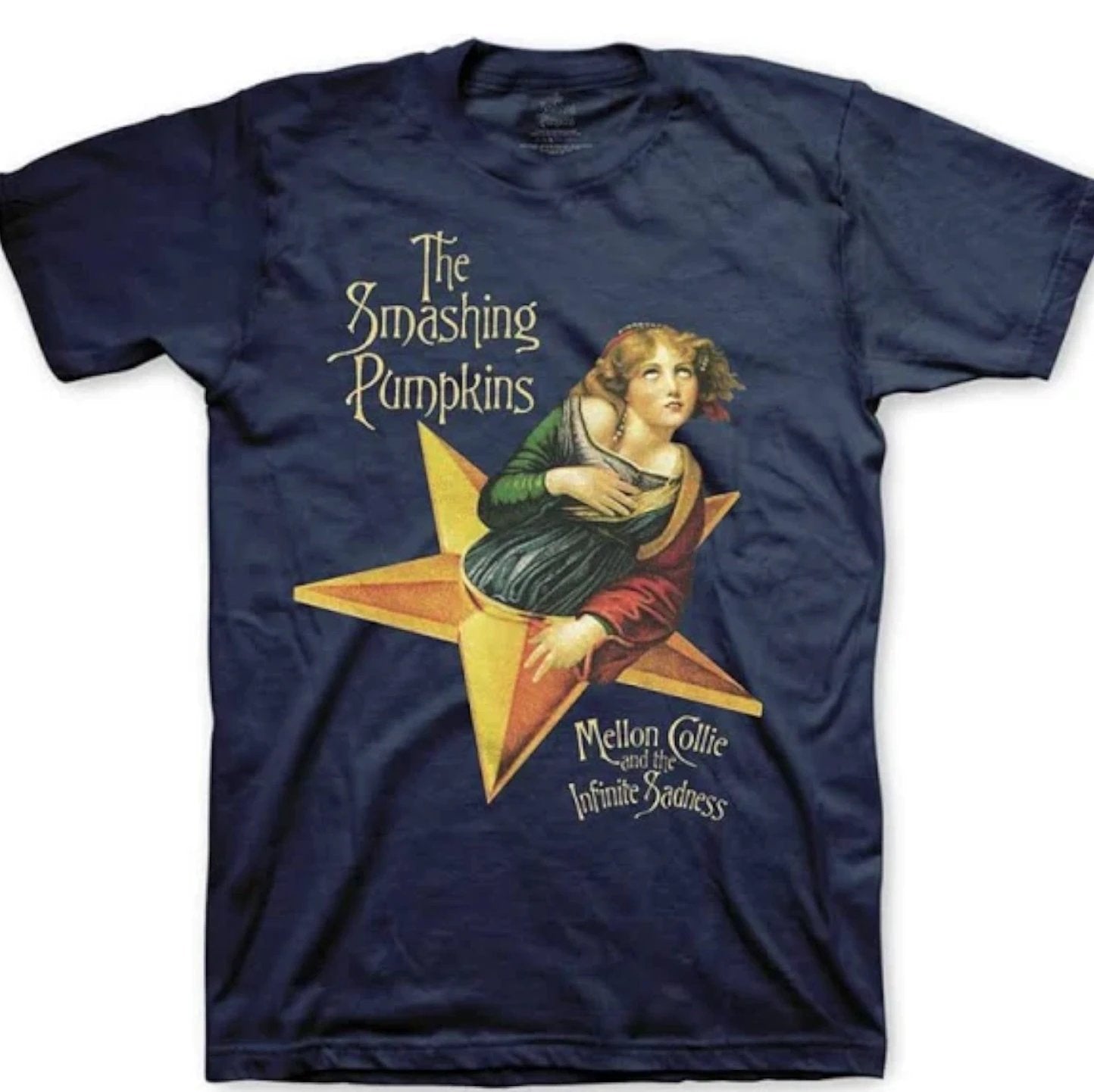 Smashing Pumpkins Mellon Collie and the Infinite Sadness t-shirt navy blue official licensed 90s alternative rock band tee