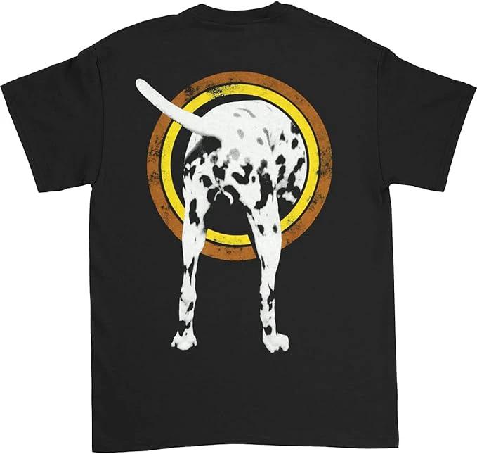 Sublime Lou Dog t-shirt back view featuring Dalmatian graphic with circular logo design on black ska punk band tee