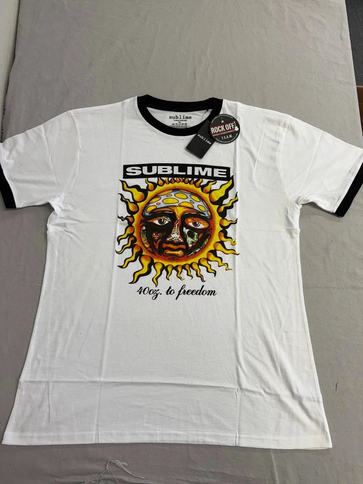 sublime 40oz to freedom ringer t shirt white with black collar official band merch