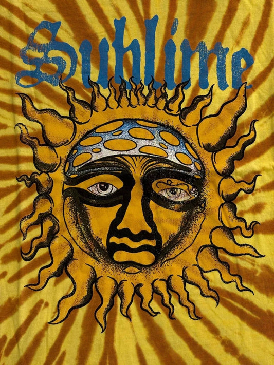 Sublime sun logo tie dye t-shirt 40oz to freedom reggae punk band tee yellow