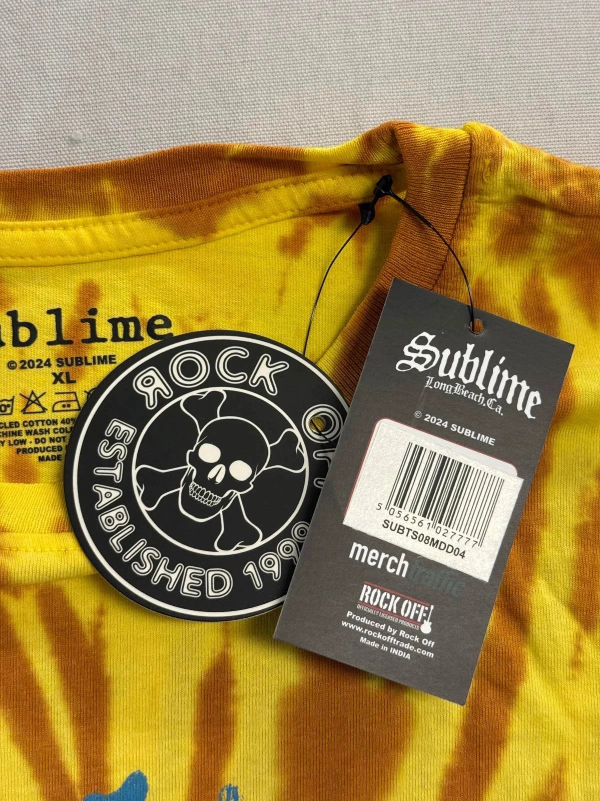 Sublime tie dye shirt official Rock Off merch tag 40oz to freedom