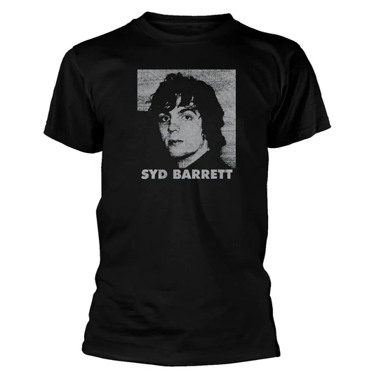 Syd Barrett Pink Floyd vintage black t-shirt featuring portrait graphic of the Pink Floyd founder