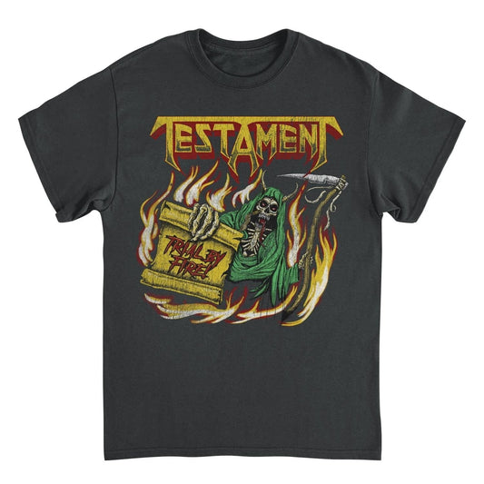Testament Trial by Fire t-shirt with grim reaper and flames artwork thrash metal band tee