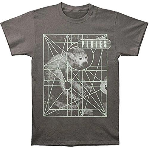 Gray t-shirt with geometric design and animal illustration on a white background