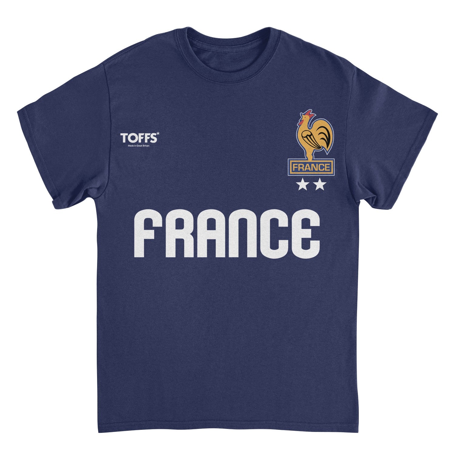 Toffs Retro Soccer France navy t-shirt with rooster crest and bold France lettering